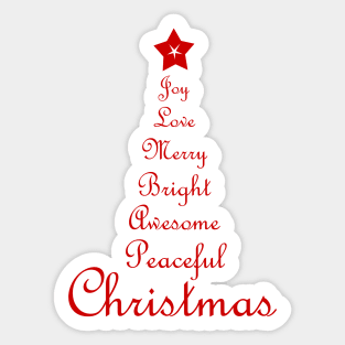 Christmas Tree Word Art Script Typography in Red Sticker